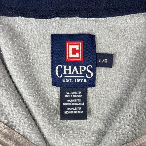 Vintage Chaps Men's Large Gray Spell Out Comfy Fleece Pullover 1/4 Zip Top - Picture 3 of 8